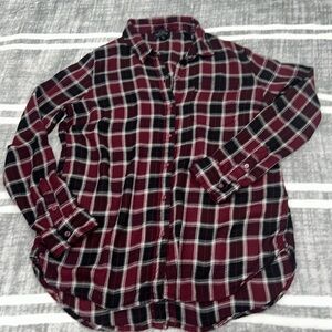 Lucky Brand Burgundy Plaid Button Down Shirt